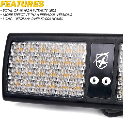 Miniatura 2 de Xprite - Luces estroboscópicas Amber de 48 LED para visor, luces interiores de parabrisas y protector solar, luces de advertencia de peligro