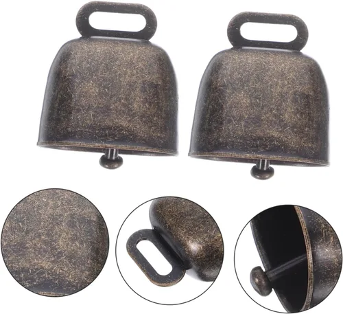Miniatura 7 de Colgante de campana de vaca de metal manejado: 4pcs latón vaca caballo campana ovejas pastando campanas de cobre ganado granja animal fuerte bronce