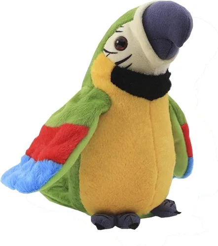 Miniatura 7 de Loro parlante de guacamayo repite lo que dices, juguete de peluche de disco electrónico, animado pájaro agitado, alas que hablan, loro