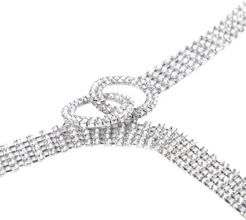 Miniatura 4 de LALA IKAI Cinturón de diamantes de imitación de cristal para mujer, cadena brillante con cinturón de doble junta tórica