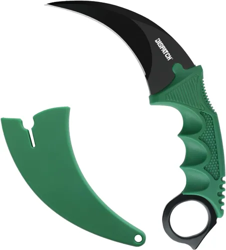 Dispatch Karambit - Cuchillo táctico de hoja fija para acampar, cuchillo de caza al aire libre, cuchillos de tienda con funda y cable, adecuado para