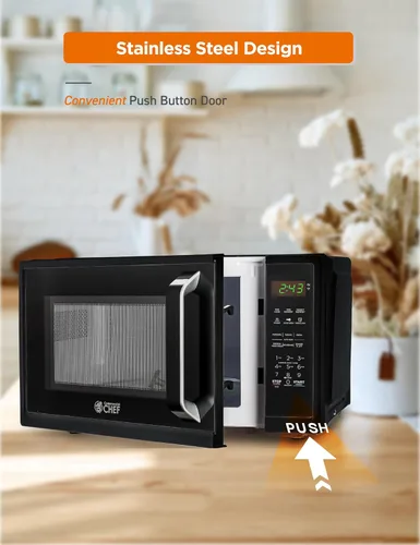 Miniatura 5 de Horno microondas COUNTERTOP de 0.9 pies cúbicos de Commercial CHEF con 10 niveles de potencia, microondas pequeño con asa de agarre, horno Negro