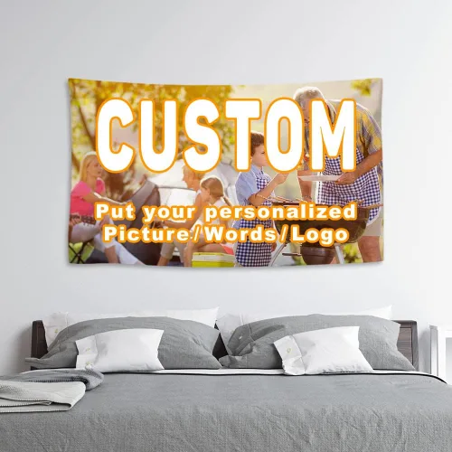Miniatura 19 de KafePross Tapiz personalizado para colgar en la pared, 30 x 30 pulgadas, personaliza tu imagen, texto, dormitorio, pancarta para dormitorio
