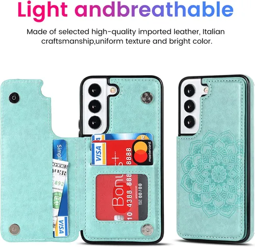 Miniatura 3 de Asuwish Funda compatible con Samsung Galaxy S22 Plus 5G y protector de pantalla de vidrio templado, soporte para tarjeta celular, ranuras