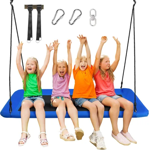 Costzon Columpio rectangular gigante de 60 pulgadas para niños y adultos, resistente al desgaste para interiores y exteriores, con marco de acero