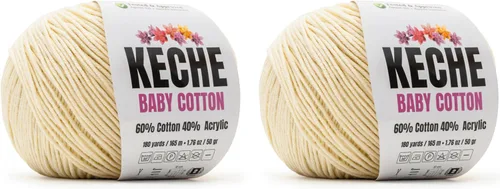 Miniatura 115 de Keche Hilo de algodón, 60% algodón, 40% hilo acrílico, hilo de algodón suave para crochet y tejer, hilo amigurumi, 1 madeja/bola, 1.76 onzas (50g)