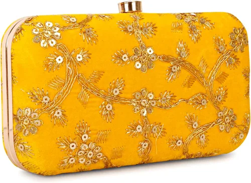 Miniatura 2 de LONGING TO BUY Embrague de caja de diseño hecho a mano para mujeres, embrague bordado Zari para mujeresembrague de mano para mujeres