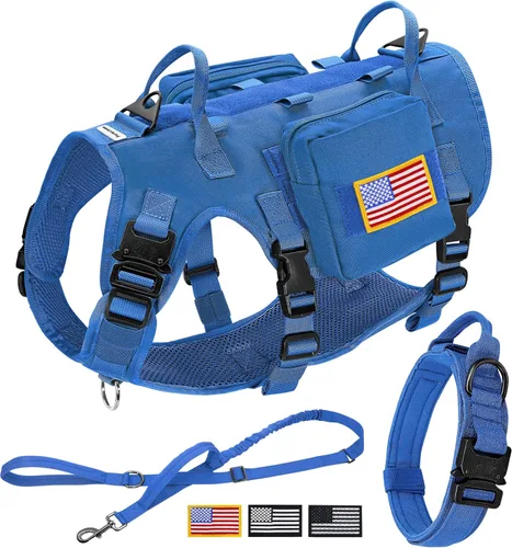 Miniatura 16 de Forestpaw Arnés Táctico para Perros Grandes, Collar Táctico para Perro con Conjunto de Correa Elástica, Arnés Militar para Perro Sin Tirones
