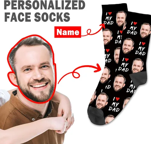 Miniatura 2 de Yofair Calcetines personalizados con foto – Calcetines divertidos personalizados con imagen – Regalos de Navidad personalizados para hombres