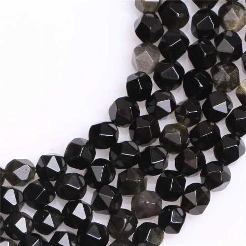 Miniatura 3 de JOE FOREMAN Cuentas de obsidiana dorada para hacer joyas, piedras preciosas semipreciosas naturales de 0.079 pulgadas, hebra facetada de 15 pulgadas