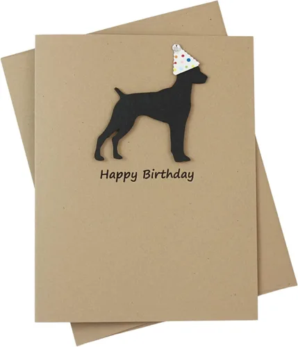 Miniatura 14 de Tarjeta de cumpleaños de pastor australiano negro Tarjeta de felicitación para mascotas con tema de perro australiano negro Sombrero de fiesta