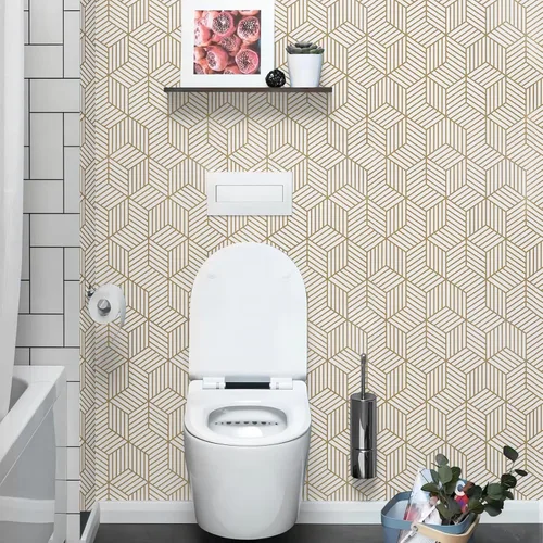 Miniatura 7 de WENMER - Papel tapiz geométrico hexagonal para despegar y pegar - 17.71 pulgadas x 236 pulgadas, película de vinilo autoadhesiva extraíble