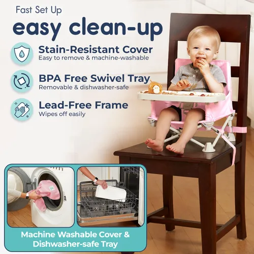 Miniatura 4 de Hiccapop OmniBoost Asiento elevador de viaje con bandeja para bebé Asiento elevador portátil plegable para bebé para mesa de comedor, camping