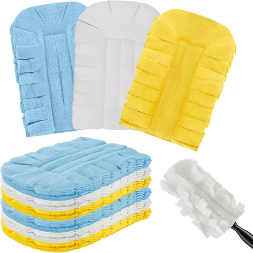 Miniatura 28 de Zubebe 12 piezas de repuesto de plumero de forro polar reutilizables, plumeros planos de plumas, almohadillas de limpieza lavables para múltiples