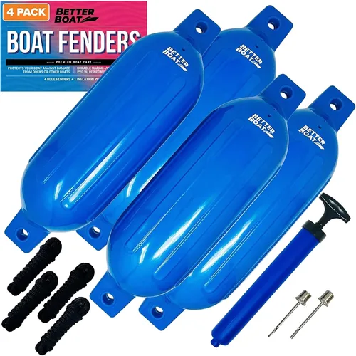 Miniatura 8 de Better Boat Boat Fenders for Docking, 23" x 6.5" Inflatable Black Boat Bumpers with Pump and Lines, Dock Bumpers for Pontoon Boats