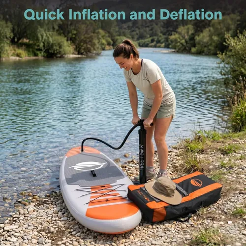 Miniatura 7 de SereneLife Tabla de remo inflable (6 pulgadas de grosor), accesorios prémium, bolsa de transporte, posición amplia, aleta inferior para control