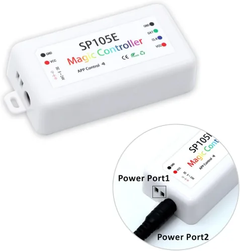 Miniatura 3 de Paquete de 2 controladores LED SP105E, controlador Bluetooth LED Ws2812b para Ws2811 SK6812 APA102 luces IC inteligentes, DC5-24V controlador