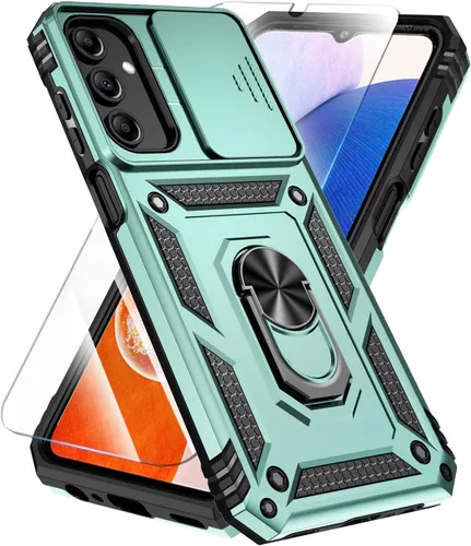 Miniatura 28 de SunStory Funda compatible con Samsung Galaxy A17 5G con protector de pantalla HD, cubierta de cámara deslizante y soporte de anillo giratorio, a