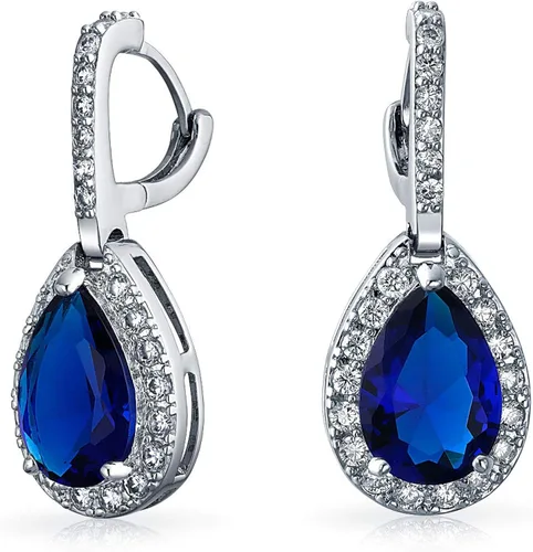 Miniatura 4 de Bridal Jewelry Set 7-15 CT Vintage Style Halo Cubic Zirconia AAA CZ Huggie Pierced Snap Drop Teardrop Screw Back Clip On Earrings For Women Prom
