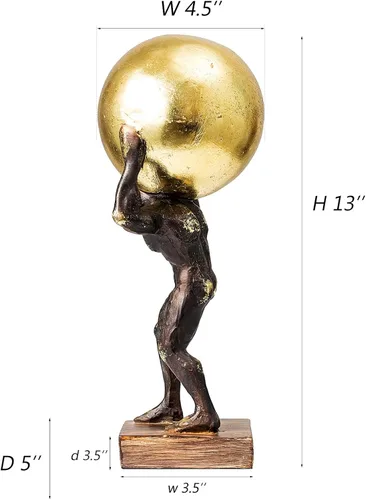 Miniatura 3 de Lukitas Atlas Sosteniendo el Mundo Estatua y Escultura, Figurina de Luchador Decoración, Escultura Levantando una Bola, Ornamento Creativo
