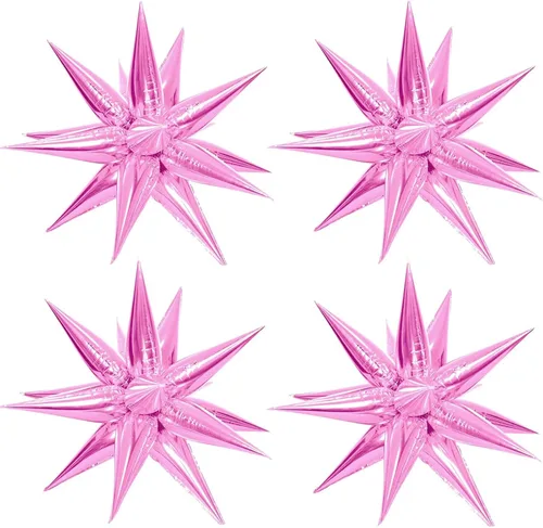 Miniatura 10 de 50 globos de papel de aluminio rojo con forma de cono de estrella – globos de Mylar de explosión de 26 pulgadas, 12 puntos 3D Starburst para 26