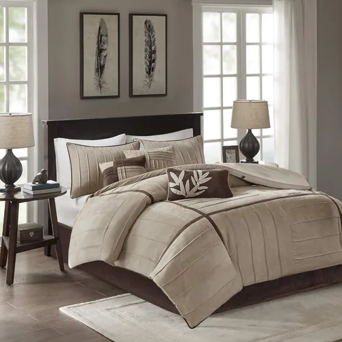 Miniatura 3 de Madison Park Juego de edredón acogedor con diseño de bloques casual para todas las estaciones, falda de cama a juego, almohadas decorativas, King