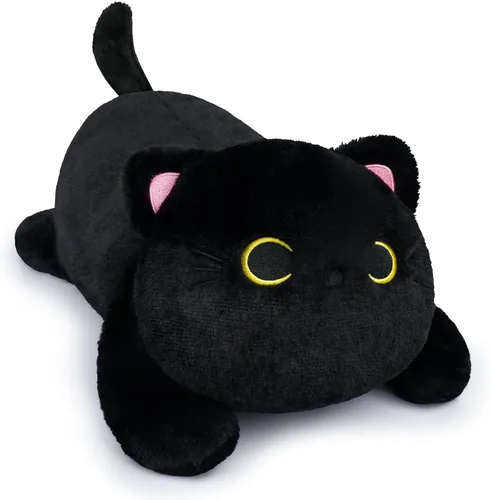 Miniatura 10 de Peluche de gato negro con peso, lindos animales de peluche con peso para niños, realista y suave, abrazable, regalo para niñas y niños