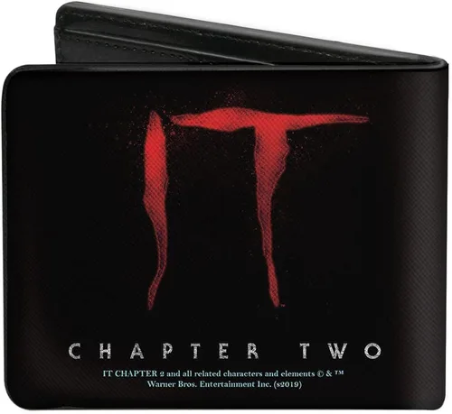 Miniatura 2 de Billetera Bifold PU It Chapter Dos Pennywise Face Logo Negro Rojo Azul