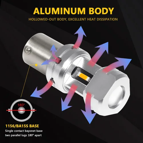 Miniatura 3 de PHINLION 3600 lúmenes 1156 7506 Bombillas LED de señal de giro ámbar super brillantes P21W 1141 2396 7506 Bombilla LED para intermitentes de coche