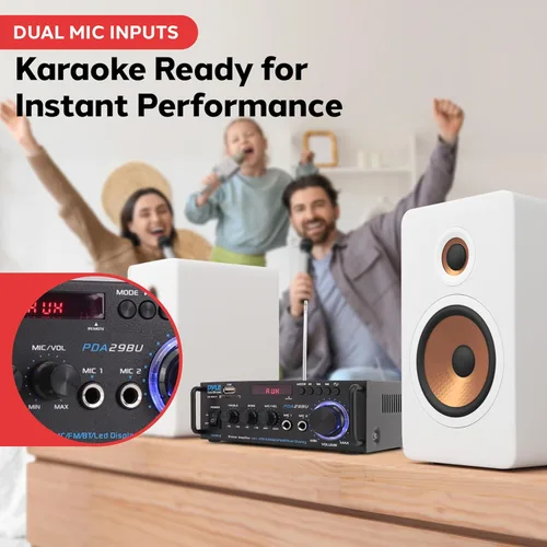 Miniatura 10 de Pyle Amplificador de potencia estéreo de 200W con Bluetooth - Receptor de audio de doble canal - Pantalla LED - RCA - USB - SD - ENTRADA MIC - Radio