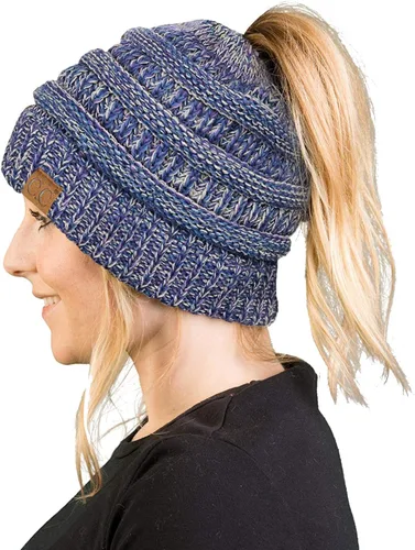 Funky Junque - Gorro para mujer con ranura para cola de caballo