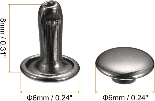 Miniatura 2 de uxcell 100 juegos de remaches de cuero, remaches de doble tapa de 0.236 x 0.315 pulgadas, remaches de metal para reparación de cuero, manualidades