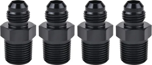Miniatura 19 de EVIL ENERGY 3AN macho Flare a 1/4 "NPT adaptador de montaje de tubería de aluminio recto negro 4PCS