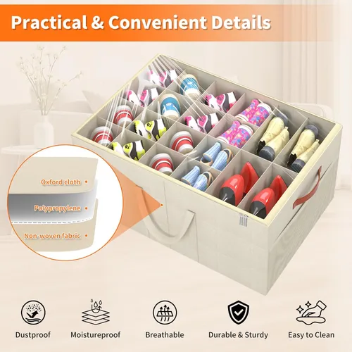 Miniatura 3 de Aokeyee Paquete de 2 organizadores de zapatos para armario, caja grande de almacenamiento de zapatos con capacidad para hasta 48 pares, organizador