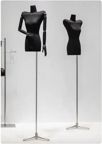 Miniatura 3 de Adjustable Black Female Mannequin Dress Form, 65.7-87.4 inch, Detachable Arms & Head, Size S/Small, Perfect for Jewelry Display & Fashion Retail