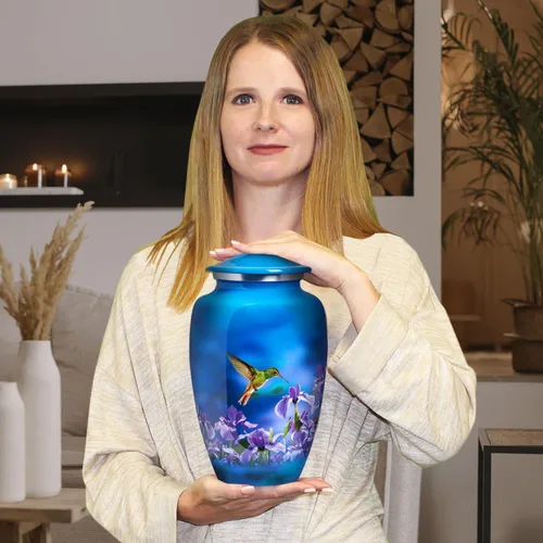 Miniatura 2 de Trupoint Memorials Urnas de Cremación para Cenizas Humanas de Adultos Mujeres, Urna Funeraria Decorativa para Hombres y Mujeres – Grande, Colibrí