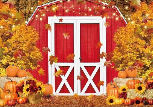 Miniatura 8 de Telón de fondo rojo de cosecha de otoño de 7 x 5 pies para fotografía, otoño, calabaza, hojas de arce, fondo de día de Acción de Gracias, baby