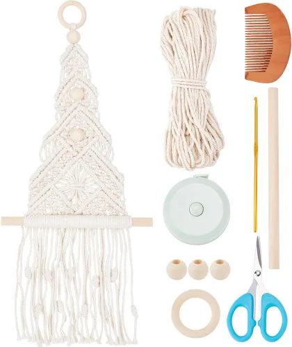 Miniatura 11 de INFUNLY Juego de 4 kits DIY de copo de nieve de macramé Adornos de ornamento de macramé floral bohemio para Navidad Colgante de pared de copo