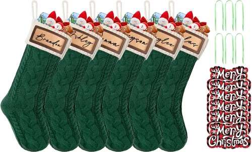Miniatura 11 de Paquete de 2 medias de Navidad, medias de Navidad familiares grandes de 18 pulgadas, medias de punto de colores mixtos colgantes (2 mezclas)