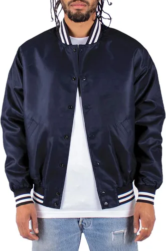 Shaka Wear Chaqueta bomber para hombre Chaqueta clásica acolchada de ajuste relajado, resistente al agua, abrigo de béisbol universitario S-3XL