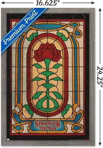 Miniatura 3 de Trends International Netflix Stranger Things: Season 4 - Póster de pared de vitrales, 14.72 x 22.37 pulgadas, versión enmarcada de madera de granero