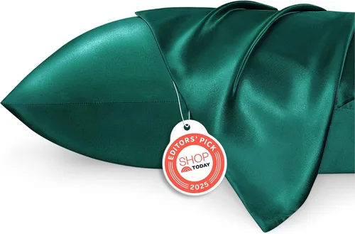 Miniatura 15 de Bedsure Paquete de 2 fundas de almohada de satén similares a las fundas de almohada de seda tamaño estándar, funda de almohada para mujeres que 01