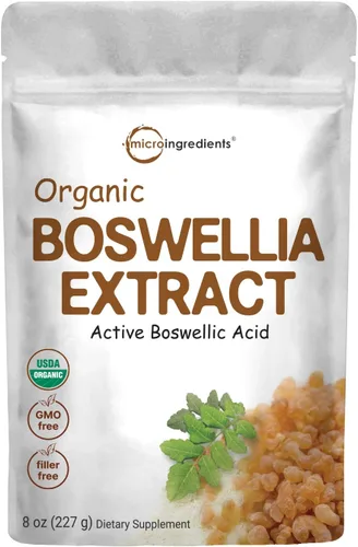 Extracto de Boswellia Serrata en polvo orgánico, 8 onzas, suplemento de boswellia puro con 65% de ácido boswélico, apoya la salud de las