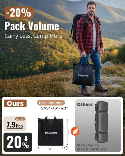 Miniatura 7 de KingCamp FLEXIREST 5.0 - Colchoneta de dormir doble para camping, compacta, tamaño completo, con bolsa de inflador, colchón de campamento sin PVC