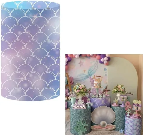 Miniatura 6 de Fundas cilíndricas con purpurina azul marino para fiestas, cubierta de pedestal, sirena subacuática, regalos de fiesta de cumpleaños, baby shower