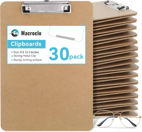 Miniatura 12 de Portapapeles de Madera, Tamaño Carta, Tablero de Clip de Fibra Dura 8.5x11 para Aula, Estudiantes, Niños, Profesores, Tamaño Estándar A4, 9" x 12.5