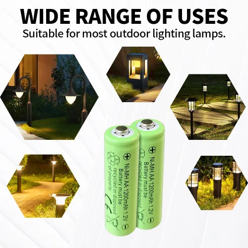 Miniatura 2 de Paquete de 8 baterías recargables AA, baterías recargables Ni-MH de 1.2 V 1200 mAh para luces solares, recarga hasta 1000 veces