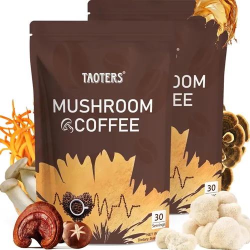 Café de Hongos | Enfoque Mejorado, Inmunidad Aumentada, Energía Mejorada | 6 Hongos Adaptogénicos: Cordyceps, Reishi, Trompeta del Rey, Shiitake,