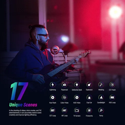 Miniatura 7 de NEEWER CB60 RGB 70W Luz de Video LED con Control de Aplicación, Montura Bowens Salida Continua de Color Completo 18000Lux/1m CCT 2700K-6500K CRI97+