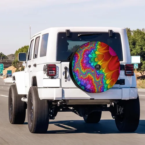 Miniatura 2 de Cubierta de neumático de repuesto de color arcoíris abstracto con agujero de cámara de respaldo, cubierta de neumático para remolque, RV, SUV
